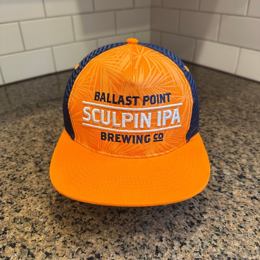 Ballast Point Sculpin IPA Brewing Co Trucker Hat  Adjustable Orange Navy
